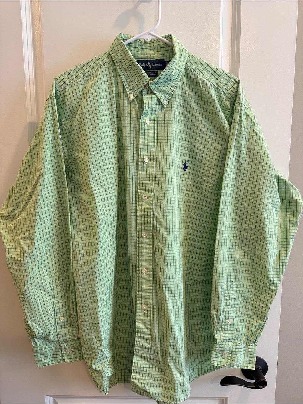 Ralph Lauren Green Windowpane Button-Down Dress Shirt